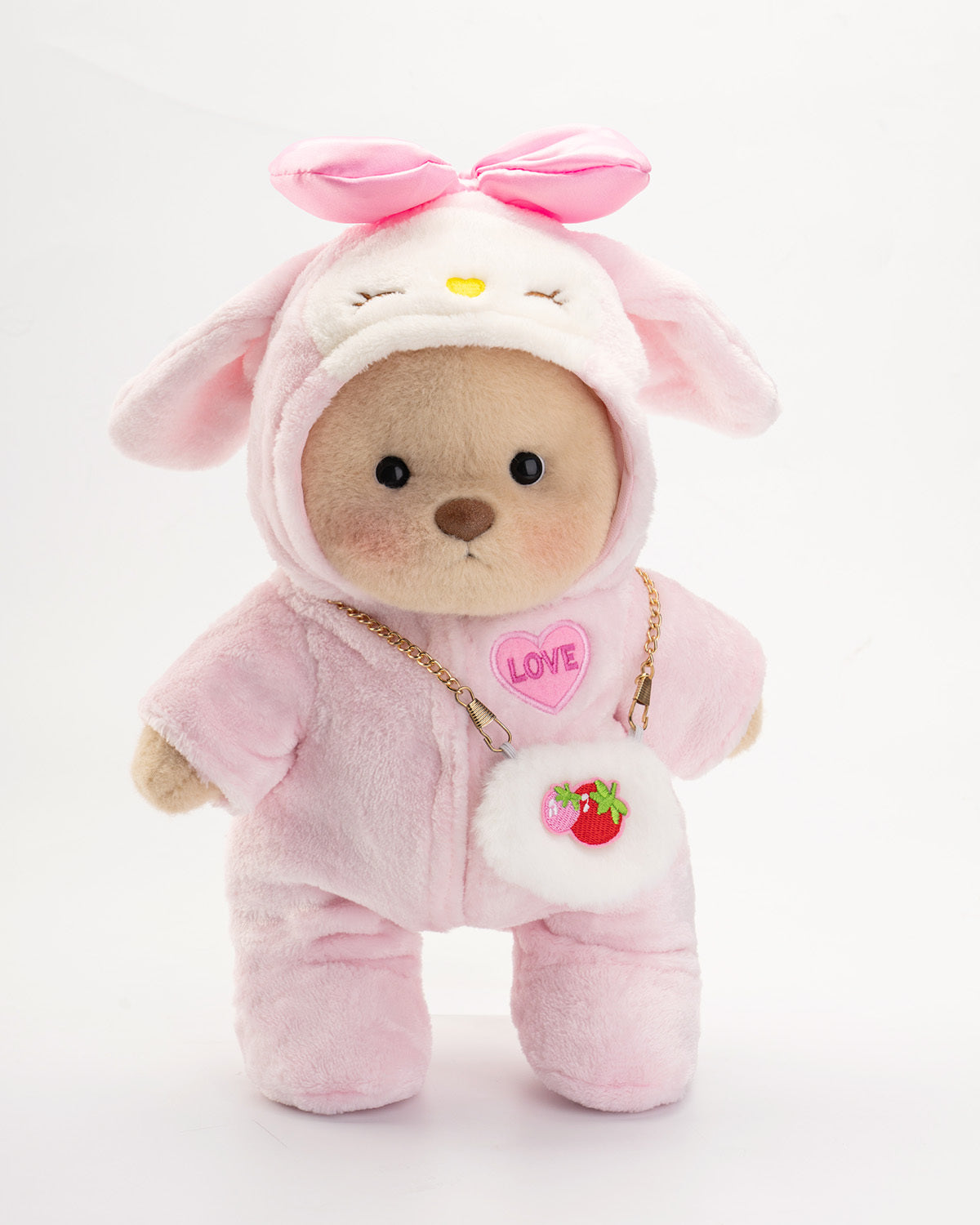 Getahug Love Strawberry Bear | Ours en peluche articulé fait main à offrir en cadeau