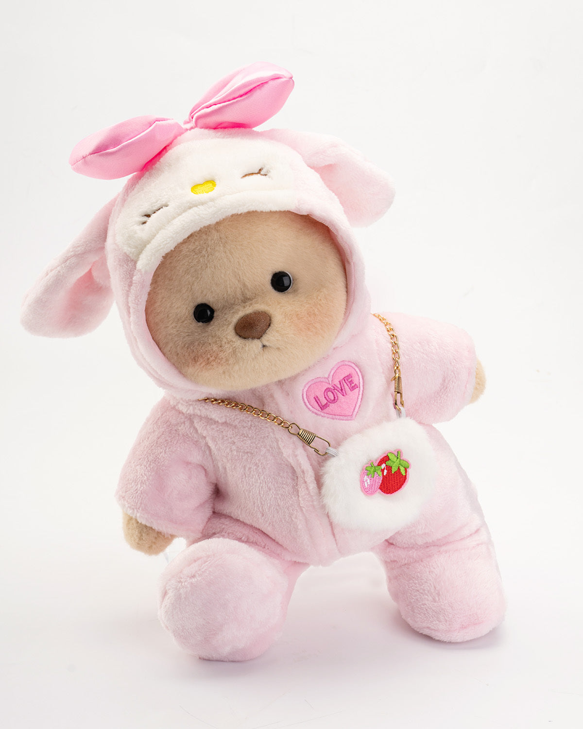 Getahug Love Strawberry Bear | Ours en peluche articulé fait main à offrir en cadeau