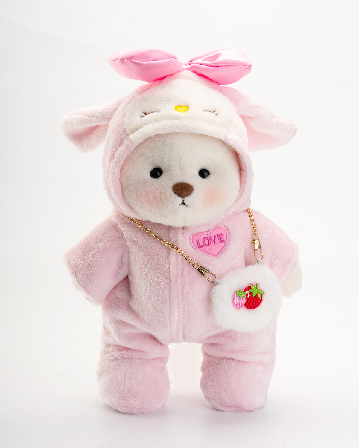 Getahug Love Strawberry Bear | Ours en peluche articulé fait main à offrir en cadeau