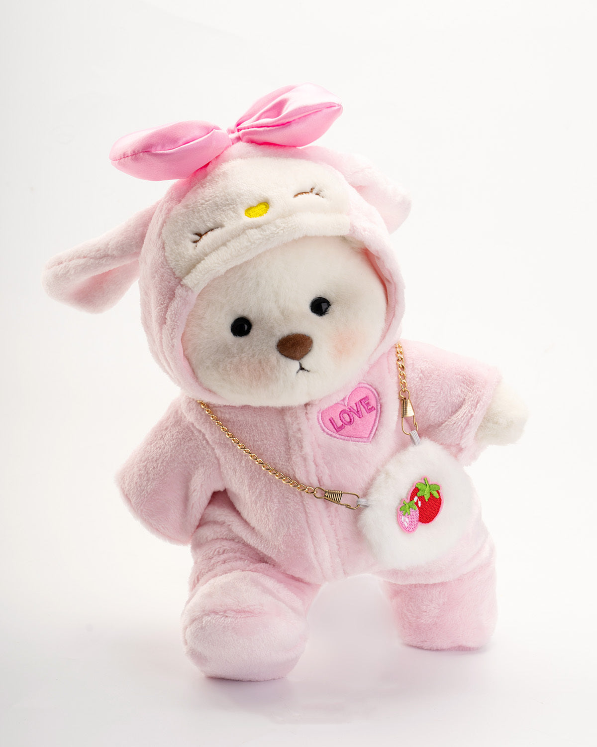Getahug Love Strawberry Bear | Ours en peluche articulé fait main à offrir en cadeau